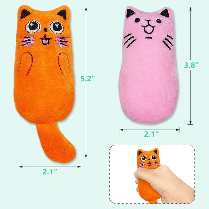 SCHITEC Catnip Toys, [8 PCS] Soft Plush Cat Nip Chew Toy for Indoor Cats, Interactive Kitten Pillow Kitty Teething Toy