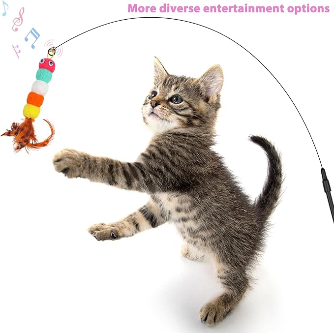 Cat Feather Wand Replacement - 12 PCS Toy Refills and Attachments for Cat Toys