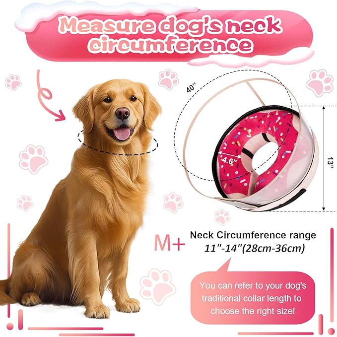 Inflatable Dog Cone Collar with Detachable Enhanced Anti-Licking Shield, Soft Neck Donut Collar for Dogs After Surgery, Adjustable Dog Cone Alternative for Large Medium Small Dogs & Cats