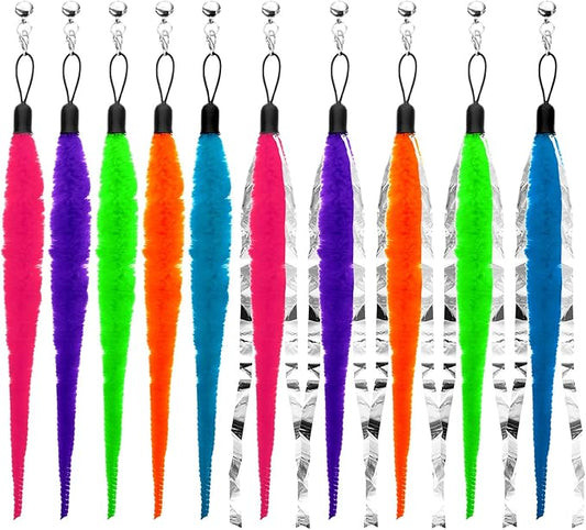 Cat Worm Toy with Foil, 10 PCS Cat Wand Attachments Worms Toy Interactive Cats Wand Attachments Worms Toys for Indoor Cats