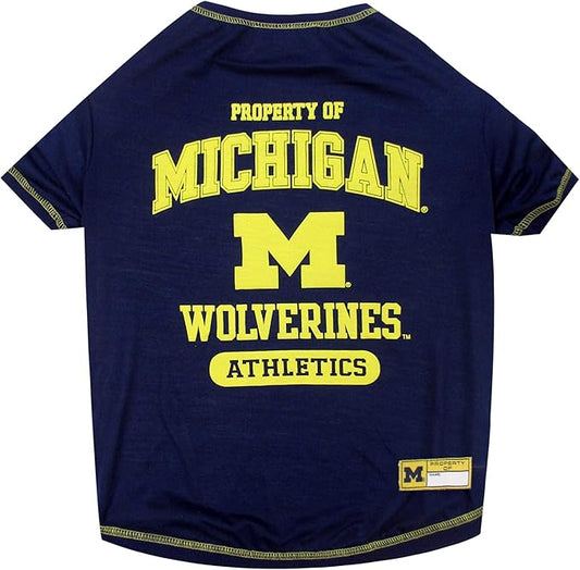 Pets First Collegiate MICHIGAN WOLVERINES Dog T-Shirt, Large. - Licensed Shirt for Pets Team Colored with Team Logos.- Premium Stretchable Materials for the Comfrot of your Dog & Cat.
