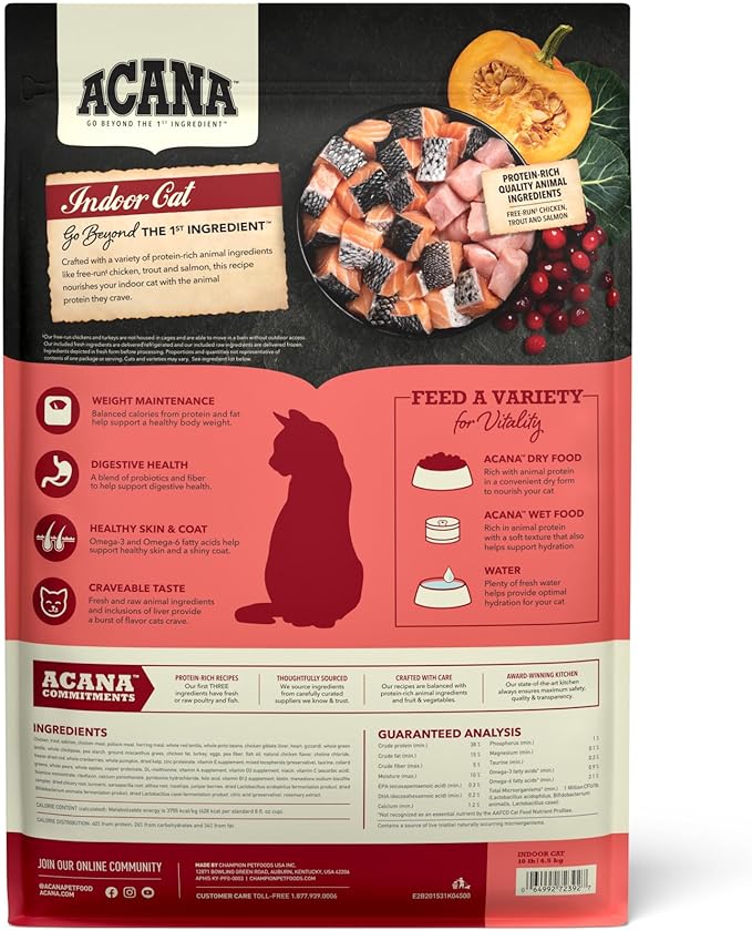 ACANA Highest Protein Dry Cat Food Indoor Cat Food Recipe 10lb Bag