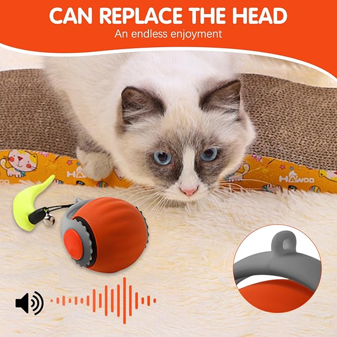 Speedy 3.0 Tail Upgrade Speedy 3.0 Tail Cat Toy,2025 New Turbo Smart Interactive Cat Ball for Indoor,Automatic Moving Smart Toys withTail Two Speed Adjustment (Orange)