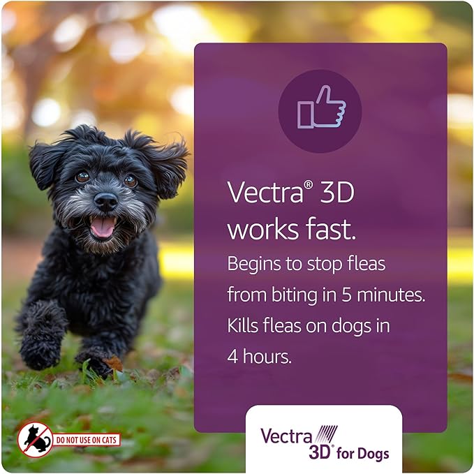 Vectra 3D for Dogs Flea, Tick & Mosquito Treatment & Prevention for Small Dogs (11 – 20 lbs) , 3 month supply