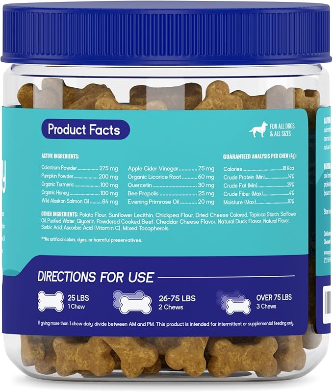 PupGrade Itch & Allergy Chew Supplement for Dogs Improved Immune Support & Seasonal Allergies with Alaskan Salmon Fish Oil - Helps with Anti-Itch - 60 Soft Chews