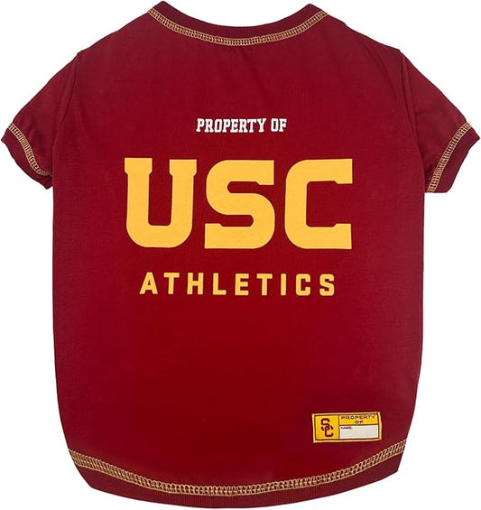Pets First Collegiate USC TROJANS Dog T-Shirt, Small. - Licensed Shirt for Pets Team Colored with Team Logos.- Premium Stretchable Materials for the Comfrot of your Dog & Cat.