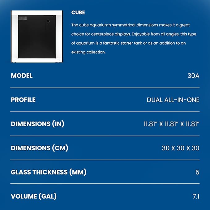 Ultum Nature Systems Dual AIO - Freshwater/Saltwater Compatible All in One Rimless Tank with Triple Chamber Filtration System, Integrated Filter Aquarium w/Leveling Mat - 7 Gallon, 30A, Black