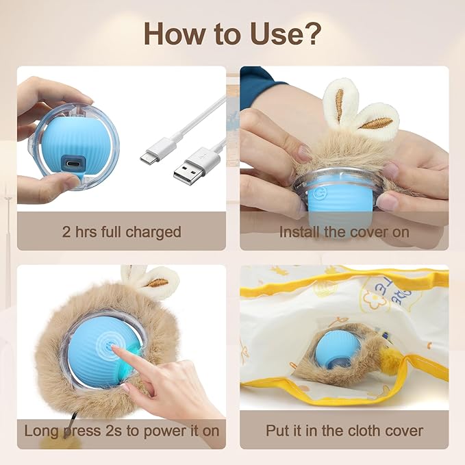 Interactive Cat Toys, Smart Rolling Ball in Play Mat, Automatic Speedy Moving Ball for Indoor Exercise, Motion Activated Pet Balls for Hide and Seek Mouse Catching Game (Blue)