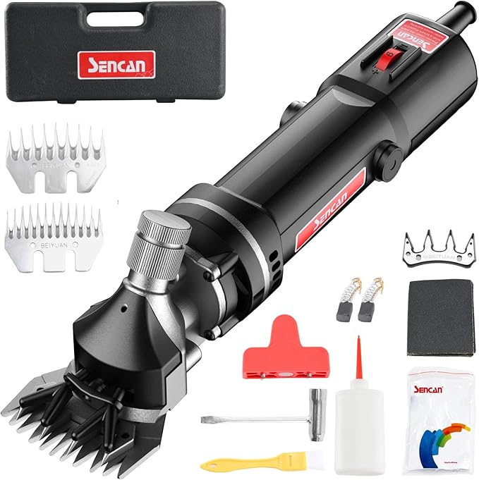 Sheep Clippers, 750W Farm Livestock Grooming Kit for Equine, Goat, Pony, Cattle and Large Thick Coat Animals (6 speeds, with 2 Blades)