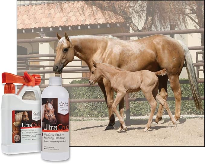 UltraCruz Equine Foaming Horse Shampoo with Travel Applicator and Refill Bundle, 32 oz Each
