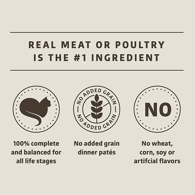 Amazon Brand - Wonder Bound Wet Cat Food, Pate, No Added Grain, Variety Pack (Beef/Chicken/Turkey & Giblet), 3 ounce (Pack of 24)