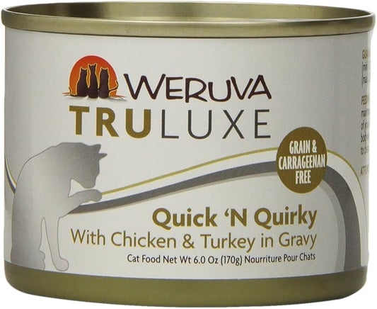 Weruva's TruLuxe Cat Food, Quick 'N Quirky with Chicken & Turkey in Gravy, 6oz Can (Pack of 24), Brown