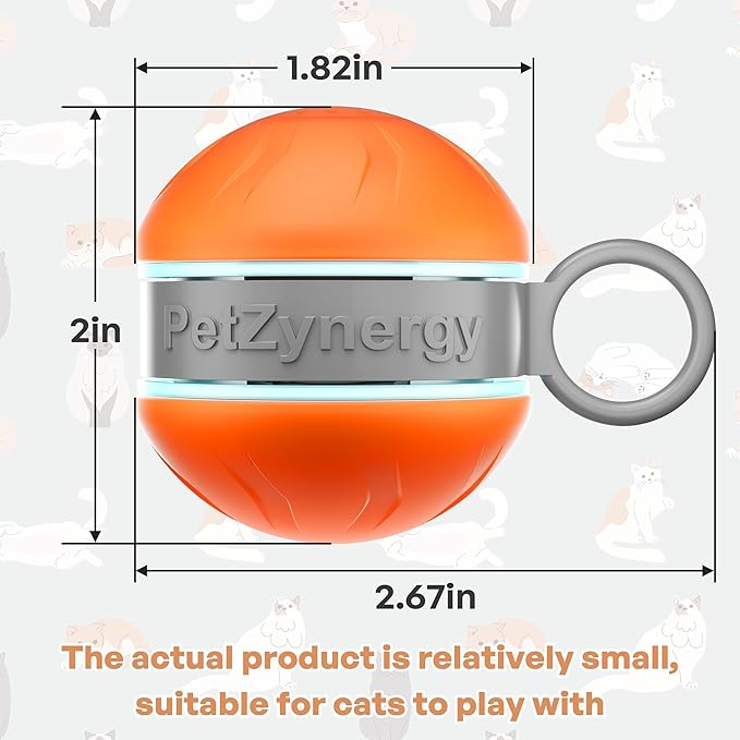 Interactive Cat Toys for Indoor Cats with 3 Mouse Tails,Electric Cat Ball Toy with Bird Chirping Sounds,Automatic Spinning Moving,300mAh Long Endurance Type-C Rechargeable,Pet Cat Supplies(Orange)