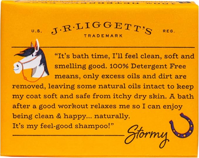 JR Liggett’s Botanical Horse Shampoo Bar for Sensitive Skin - 100% Detergent Free, Non-GMO & Biodegradable - Deep-Cleansing, Hypoallergenic Formula for Healthy Skin, Mane & Tail - 3.5 oz Bar