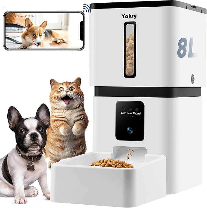 Automatic Dog Feeder with Camera WiFi: 33 Cups 5G App Control Easy Setup Cat Food Dispenser - HD 1080P Video Recording Timed Pet Feeder for Cat Dog Small-Pet