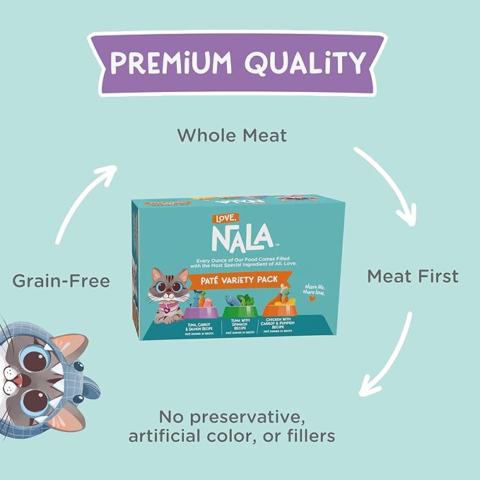 LOVE, NALA Grain-Free Wet Cat Food Pâté – 24 Pack – Natural Chicken & Fish Variety in Broth – Premium Whole Meat - Grain Free - Non GMO - Wet Food for Adult Cats