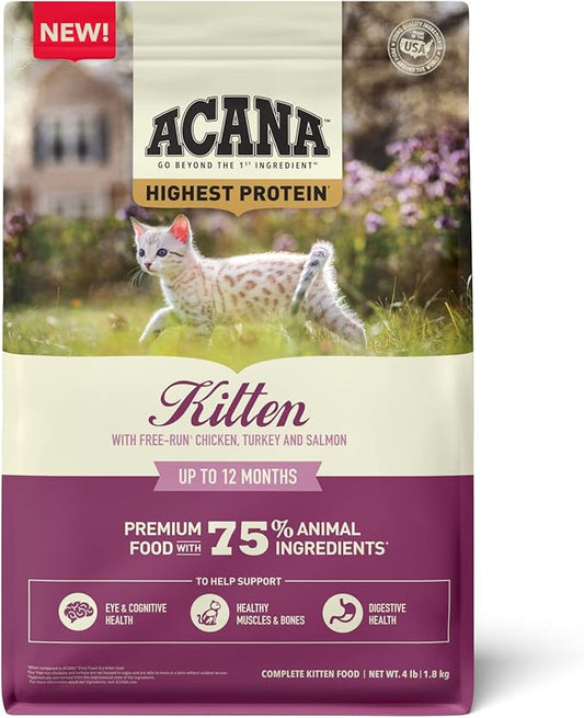 ACANA Highest Protein Dry Cat Food Kitten Recipe 4lb Bag