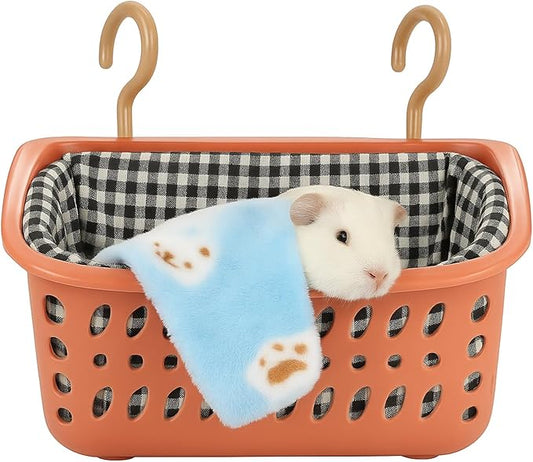JWShang Rat Hammock for Cage - Chew Proof Warm Bed, Hanging Accessory for Small Animals, Mouse, Guinea Pig, Chinchilla, Sugar Glider (Small, Pink)