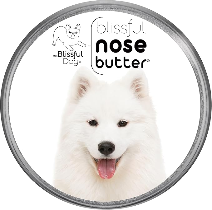 The Blissful Dog Samoyed Nose Butter for Dry, Cracked Skin, Lick-Safe Dog Nose Balm with Moisturizing Shea Butter, Almond, Olive, and Essential Oils, Pet Supplies, Uncented, 8 oz.