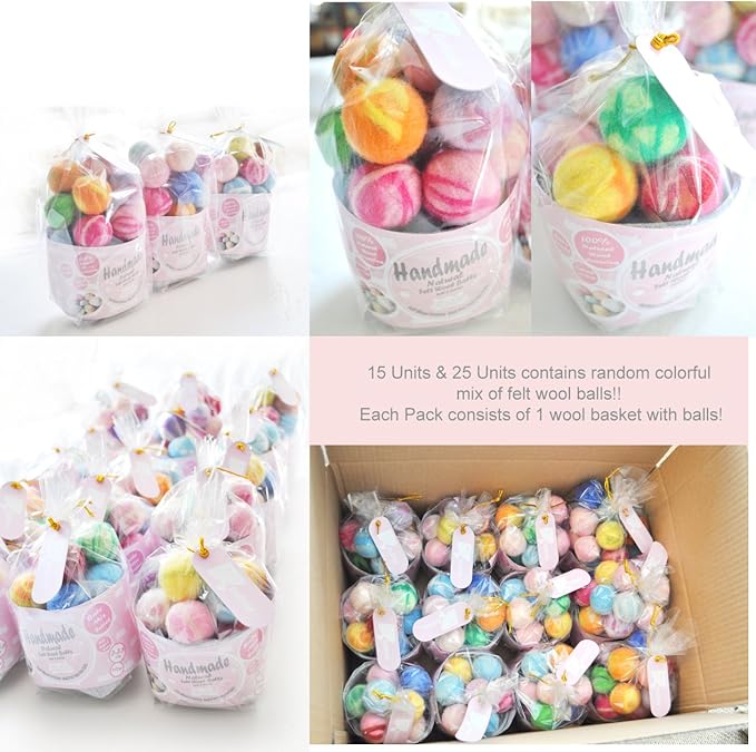 Felt Wool Cat Toys Ball with Catnip and Bell, Natural Handmade (Baby Blue (5 Units))