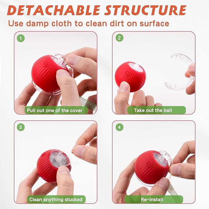 Speed 2.0 Tail Interactive Cat Toys for Indoor Cats, Chirping & Motion Activate Ca t Toy, Smart Kitten Rolling Ball Moving Ball Toys, Rechargeable Dog Cat Bal l for Enrichment Exercise (Grey)