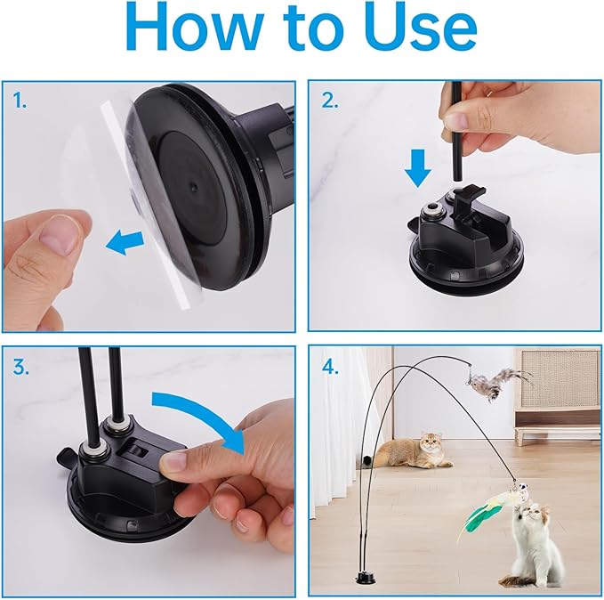 ZooZoo 14PCS Interactive Cat Feather Toy Set for Indoor Cats, Active Play Kit with Door Hanging Toy, Double-Sided Suction Cat Wand with Feathers, Mice & Fur Balls, Encourages Hunting, Jumping, Chasing