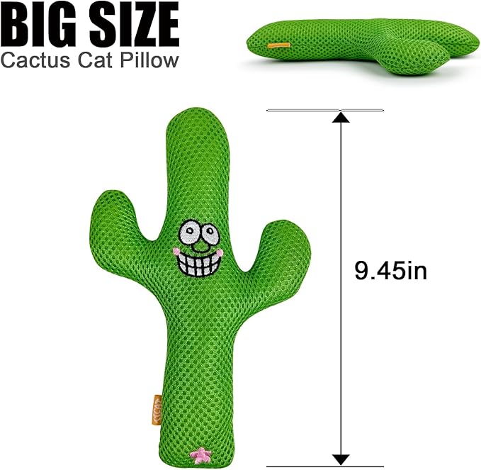TTcat Catnip Silvervine Matatabi Pillow for Cats & Kittens,Large Cat Cactus Toy Cat Kicker Toy Chew Toy for Indoor Cats.