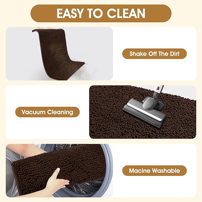 IM HOME Extra Large 71" x 25" Brown Dog Door Mats for Muddy Paws, Chenille Absorbent Dog Mat, Non Slip Heavy Mud Mat for Dogs, Soft Pet Bed Mat for Entryway, Mud Paws, Inside Floor