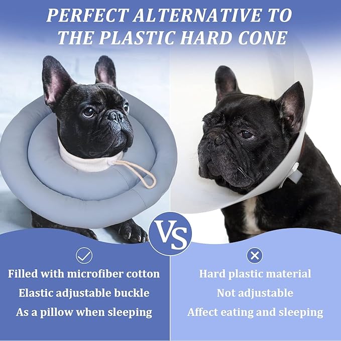 IDOMIK Dog Recovery Collar, Waterproof Soft Dog Cone After Surgery, Comfy Protective Elizabethan Collar Alternative for Dogs Cats, Adjustable Pet Neck Donut Cone Anti-Licking Biting Wounds,Blue,XL