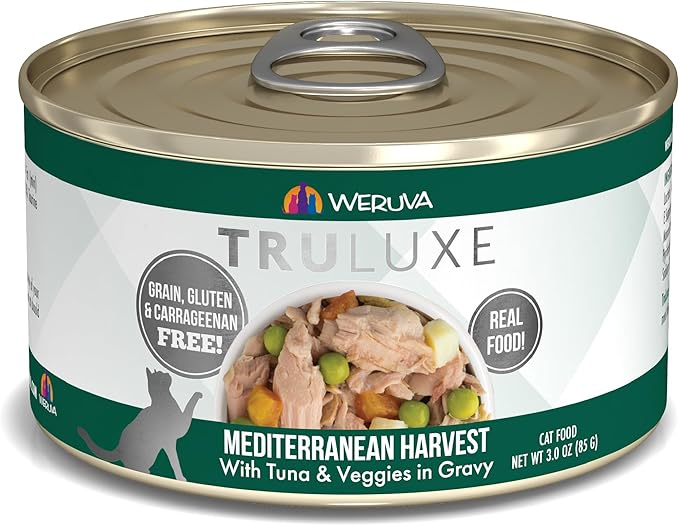 Weruva TruLuxe Cat Food, Mediterranean Harvest with Tuna Whole Meat & Veggies in Gravy, 3oz (Pack of 24)
