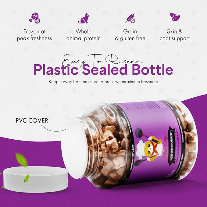 Freeze-Dried Chicken Heart Treats for Cats & Dogs – 100% Human Grade, Single Ingredient, High-Protein, Healthy Snack – No Additives or Preservatives – 2.6oz - Inspected & Tested in USA