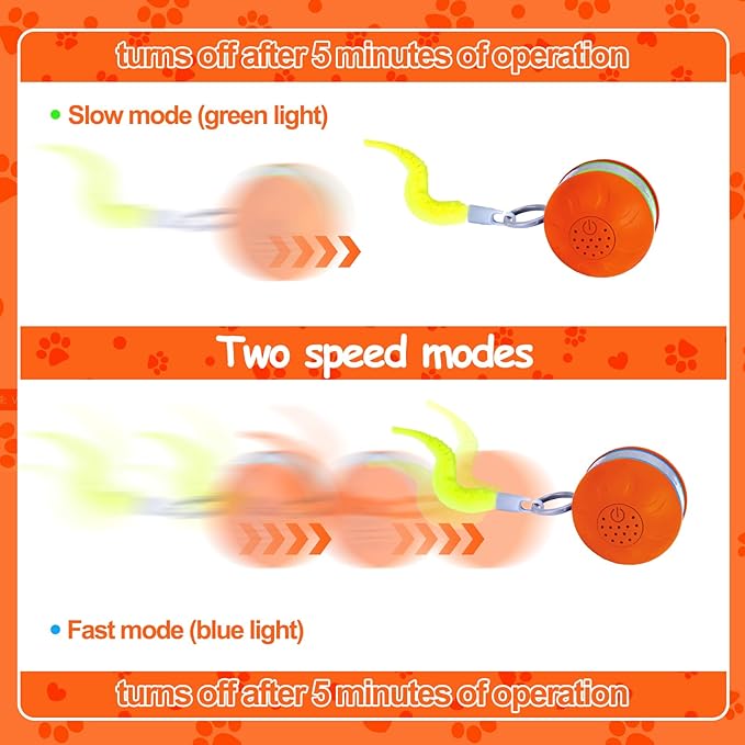 AIERSA Interactive Cat Toys for Indoor Adult Cats, Automatic Self-Play Cat Ball Toy for Kitten to Keep Them Busy, Electric Moving Chase Toy (Orange)