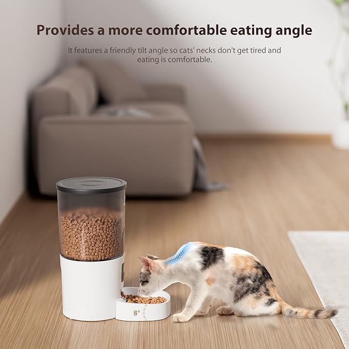 Automatic Cat Feeders, 5L Large Capacity, Timed Feeding Dry Food, Dual Power Design, Programmable Portion Size, 1-6 Meals Per Day, with Desiccant Packet, Suitable for Small Pets Food Dispenser