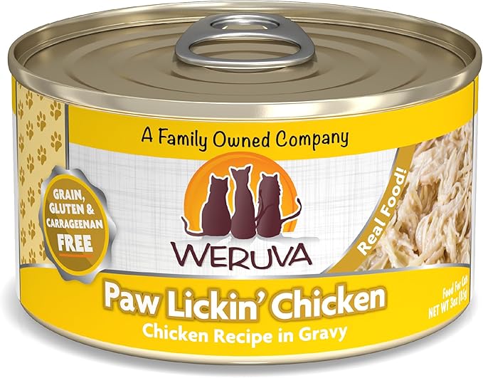 Weruva Classic Cat Food, Paw Lickin’ Chicken with Chicken Breast in Gravy, 3oz Can (Pack of 24)