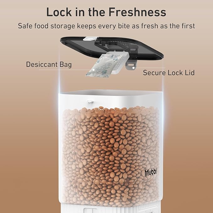 Automatic Cat Feeders, 7L/29 Cups Automatic Dog Feeder with Desiccant Bag, 1-6 Meals Ideal for 2-15mm Dry Food, Suitble for Multiple Pets, Dual Power Supply, Detachable Washable