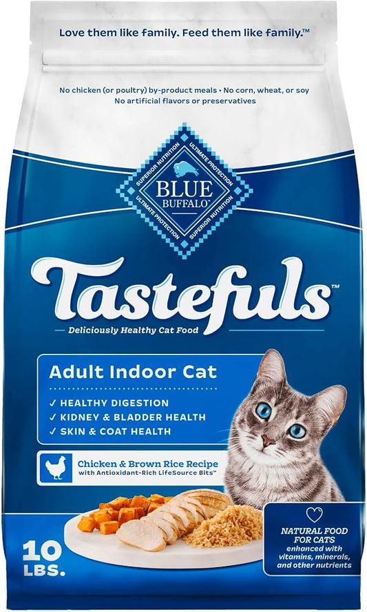 Blue Buffalo Blue Tastefuls Natural Adult Indoor Cat Chicken & Brown Rice Recipe Food for Cats 10 lb