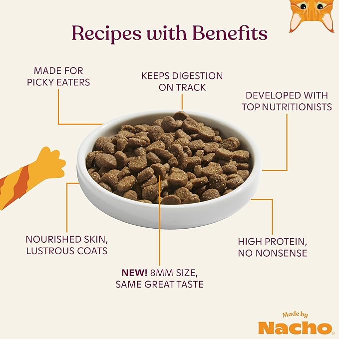 Made by Nacho Dry Cat Kibble 11lb Bag, High Protein and Grain-Friendly Premium Cat Food, Sustainably Caught Salmon and Pumpkin, Infused with Bone Broth for Hydration, Limited Ingredients, Single Bag