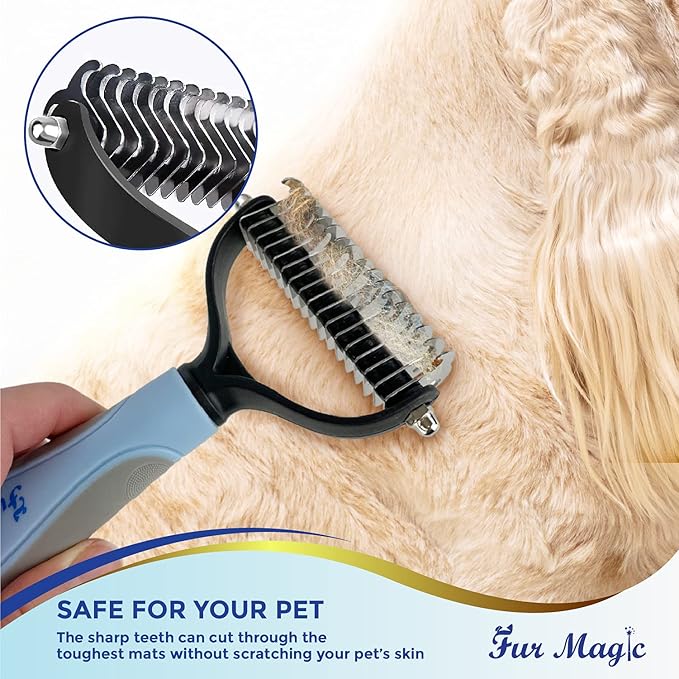 Medium Deshedding Tool & Dematting Comb – Grooming Brushes for Dogs, Cats, Horses – Reduce Shedding and Remove Knots, Mats and Loose Undercoat