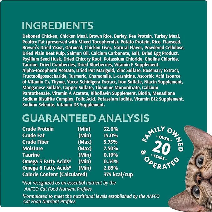 OPtimeal Indoor Cat Dry Food- Chicken & Brown Rice Healthy Recipe Cat Food Dry for Adult Cats - Proudly Ukrainian