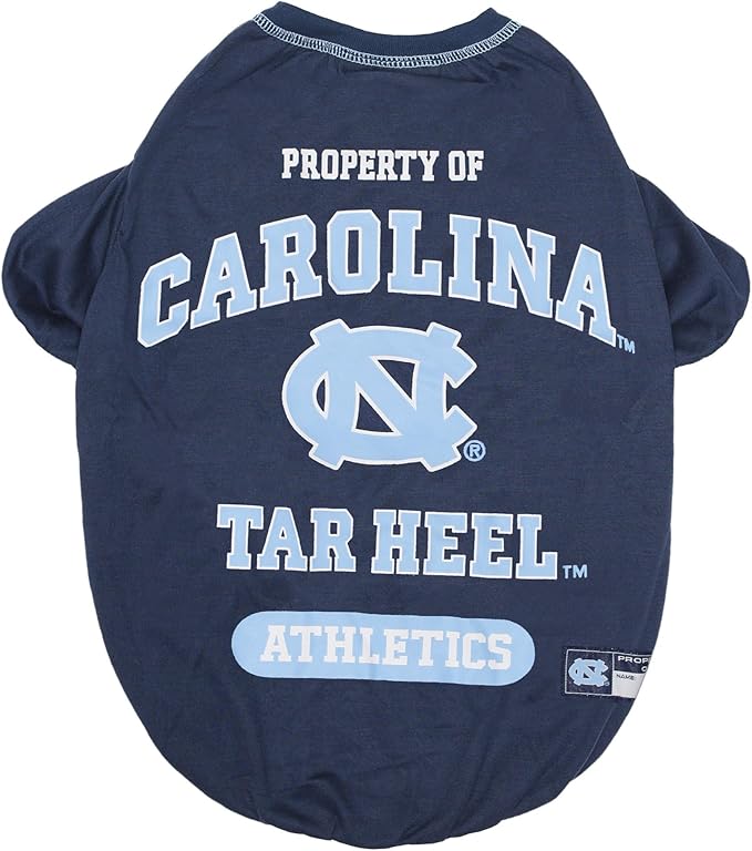 Pets First Collegiate NORTH CAROLINA TAR HEELS Dog T-Shirt, X-Small. - Licensed Shirt for Pets Team Colored with Team Logos.- Premium Stretchable Materials for the Comfrot of your Dog & Cat.