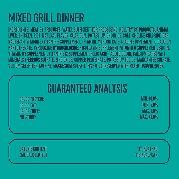 A Strong Heart Canned Wet Cat Food, Mixed Grill Dinner - 13.2 oz Cans (Pack of 12), Made in The USA with Real Chicken & Liver