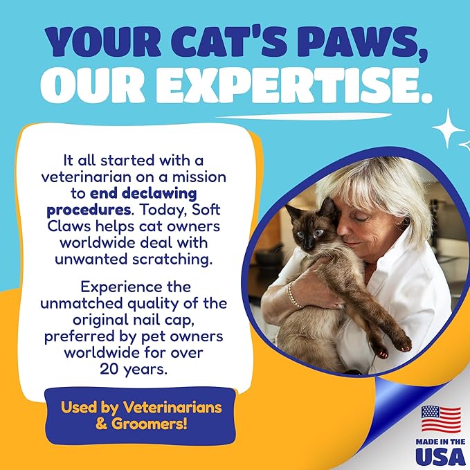 Soft Claws Cat Nail Caps for Medium Cats – (40 Caps, Pride) - Made in USA - Veterinarian-Developed | Protects Furniture & Skin - Easy to Apply, Long-Lasting Anti-Scratch Soft Cat Claw Covers