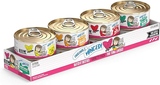 Weruva BFF Minced Natural Wet Cat Food, Batch O Besties Variety Pack, 5.5oz Can, Pack of 8