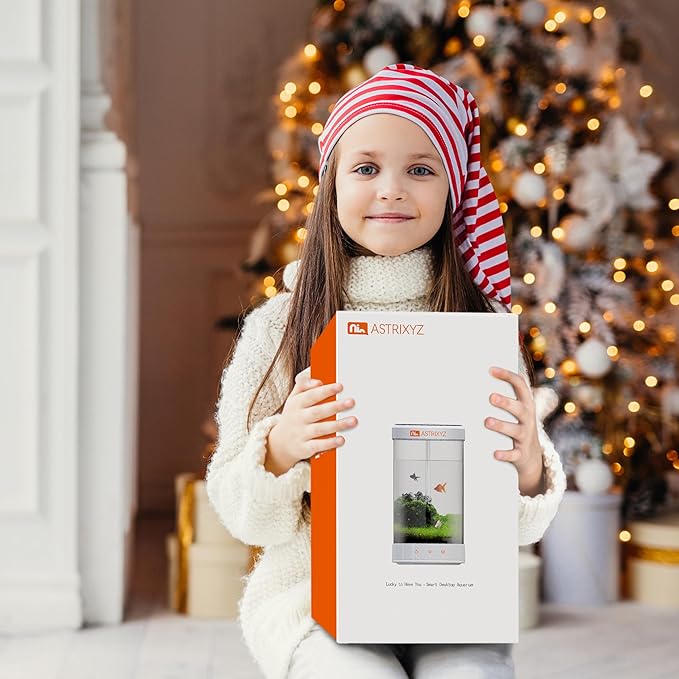 Aquarium Kit-1.5 Gallon Self-Cleaning Betta Fish Tank with 3-in-1 Filtration System, Oxygenation,Water Circulation, Multi-Color LED Lights - Quiet Desktop Aquarium for Home,Office & Gifts(White)