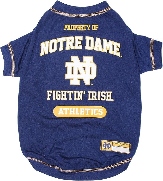 Pets First Collegiate Notre Dame Fighting Irish Dog T-Shirt, Large. - Licensed Shirt for Pets Team Colored with Team Logos.- Premium Stretchable Materials for The Comfrot of Your Dog & Cat.