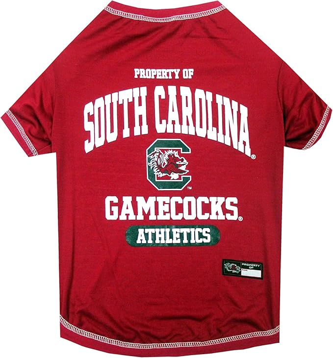 Pets First Collegiate SOUTH CAROLINA GAMECOCKS Dog T-Shirt, X-Small. - Licensed Shirt for Pets Team Colored with Team Logos.- Premium Stretchable Materials for the Comfrot of your Dog & Cat.