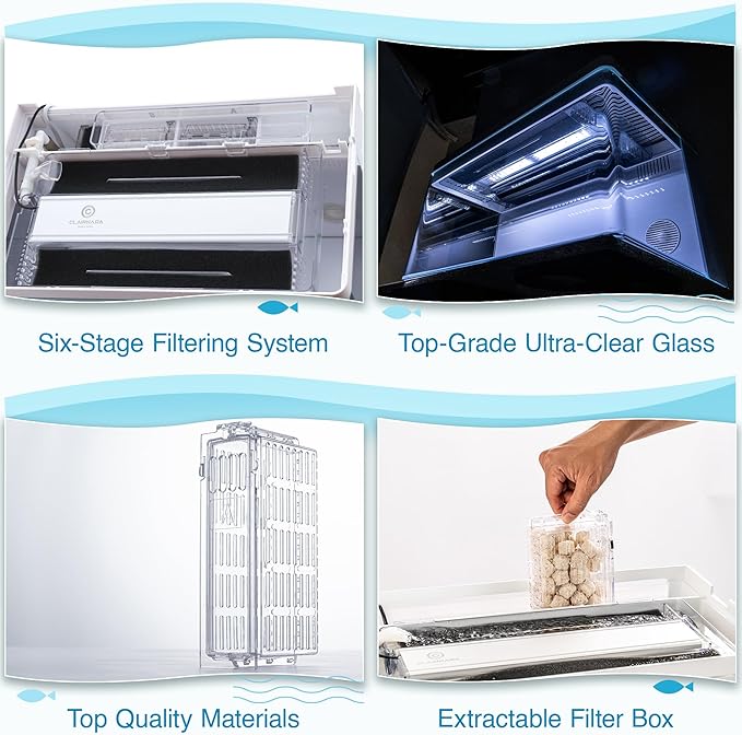 Harmony Aquatic Tank by Clairnara - Harmony Legend - iF Design Award Winning 10 Gallon All-in-One Aquarium (White Tank with Cedar Grain top, Harmony Legend)