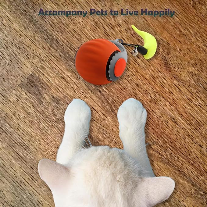 Smart Speedy 3.0 Interactive Cat Ball with Auto Obstacle Avoidance - Indoor Kitten Toy for Mental Stimulation & Playtime Fun ，2025 Edition (Orange)