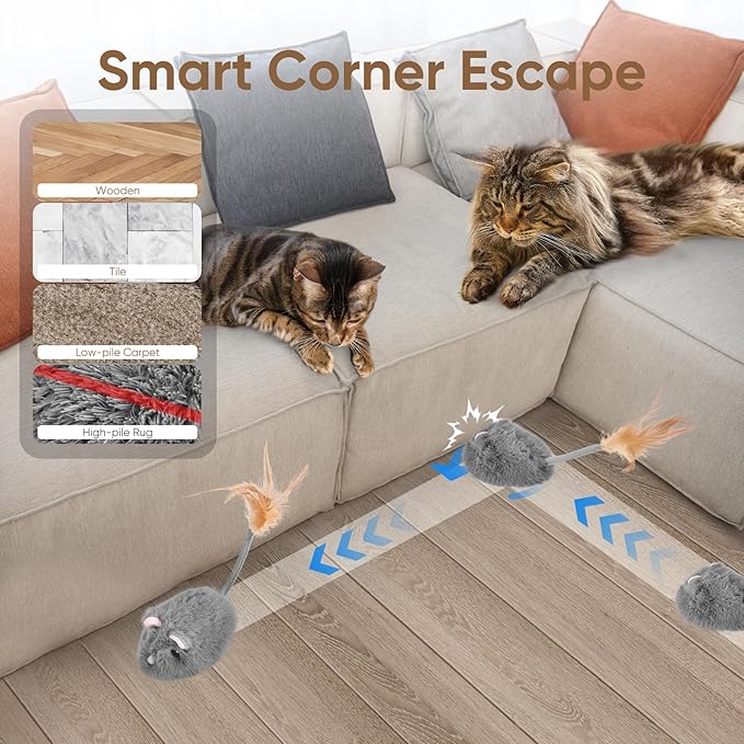 Remote Control Cat Toy Rechargeable Cat Mouse Toy Automatic Interactive Cat Toys for Indoor Cats Toy with 3-Speed Adjustment and 4 Directions