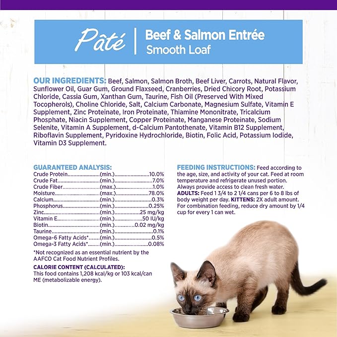 Wellness Complete Health Pate Adult Wet Cat Food, Natural, Protein-Rich, Grain Free, 3 Ounce, 24 Pack, (Beef & Salmon)